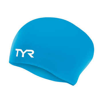 TYR Long Hair Swim Cap WRINKLE-FREE Junior  Long Hair Swim Caps  Tyr
