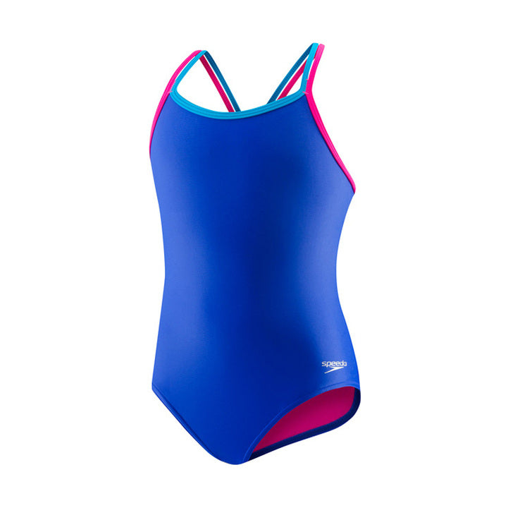 Speedo Girls Swimsuit SOLID Crossback  Girls One Piece  Speedo