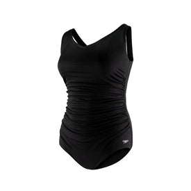 Speedo Plus Size One Piece Shirred Contourback  Plus Size Swimsuits  Speedo