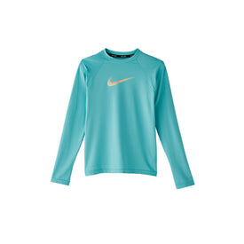 Nike Girl's Swoosh Long Sleeve Hydroguard Swim Shirt  Kids Swimming Gear  Nike