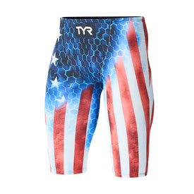 TYR Men's Avictor Supernova USA High Jammer Tech Suit  Technical Swimsuits  Tyr