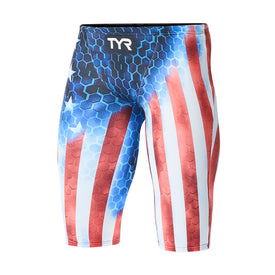 TYR Men's Avictor Supernova USA Jammer Tech Suit  Technical Swimsuits  Tyr