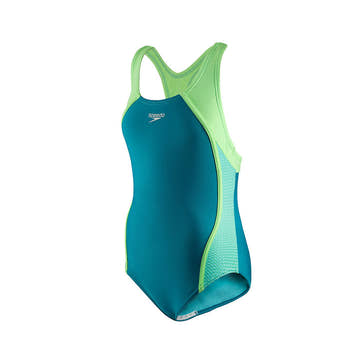 Speedo Girls Swimsuit Mesh Splice Thick Strap  Girls One Piece  Speedo