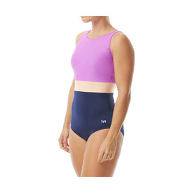 TYR Women's Fitness Belted Splices Controlfit One Piece  Women's Aquatic Fitness Swimsuits  Tyr