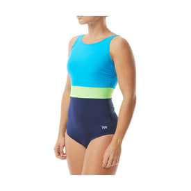 TYR Women's Fitness Belted Splices Controlfit One Piece  Women's Aquatic Fitness Swimsuits  Tyr