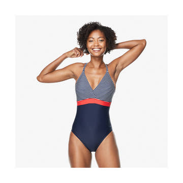 Speedo Women's Active Adjustable Colorblock Crossback One Piece Swimsuit  Active Swimwear  Speedo