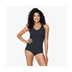 Speedo Women's Active Solid Halter One Piece Swimsuit  One Piece Swimsuits  Speedo