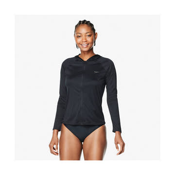 Speedo Women's Active Swim Tee Long Sleeve With Hood  Long Sleeve Rash Guard  Speedo