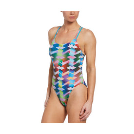 Nike Hydrastrong Multiple Print Spider Back One Piece Swimsuit  Team Print  Nike