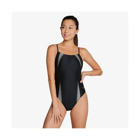 Speedo Solid Splice Flipback One Piece Swimsuit  One Piece Swimsuits  Speedo