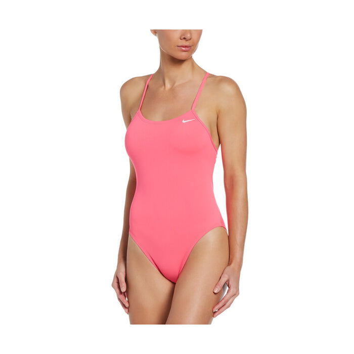 Nike Hydrastrong Solid Lace Up Tie Back One Piece Swimsuit