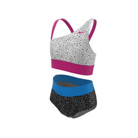 Nike Girl's Water Dots Asymmetrical Top & High Waist Bikini Set  Girls Midkini  Nike