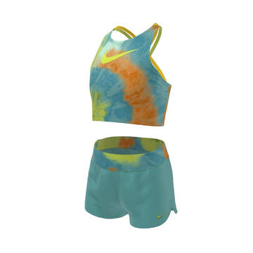 Nike Girl's Swimsuit Tie Dye Spiderback Midkini & Short Set  Girls Midkini  Nike