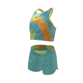 Nike Girl's Swimsuit Tie Dye Spiderback Midkini & Short Set  Girls Midkini  Nike