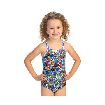 Little Dolfin Girls One Piece Swimsuit Multi  Kids Swimwear  Dolfin
