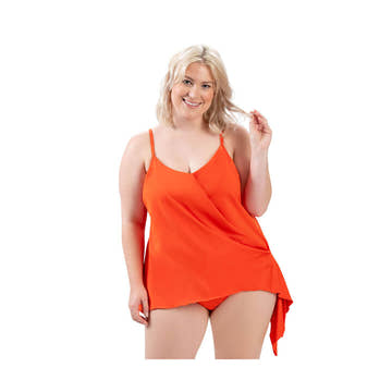 Aquashape Women's Wrap Front Side Tie Tankini Swimsuit Top  Women's Tankini Top  Dolfin