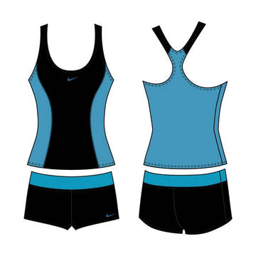 Nike Women's Color Surge Powerback Tankini Short Set  Women's Tankini Top  Nike
