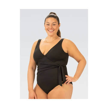Dolfin Aquashape Black Wrap Front Swimsuit  Women's Aquatic Fitness Swimsuits  Dolfin