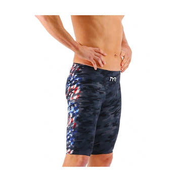 TYR Men's Venzo High Jammer - USA Blackout Camo  Technical Swimsuits  Tyr