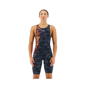 TYR Women's Venzo Open Back Swimsuit - Camo Fire  Technical Swimsuits  Tyr