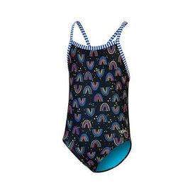 Dolfin Uglies Youth Girls Print 1-Piece Blue/Multi  Dolfin Uglies Swimwear  Dolfin