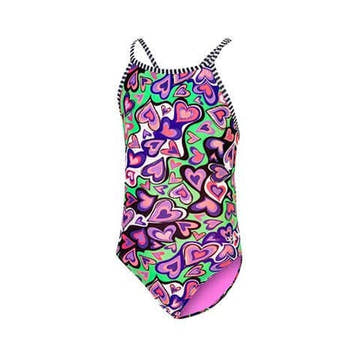 Dolfin Uglies Girl's Off Beat Keyhole Back One Piece Suit Pink/Blue/Green/Multi  Girls One Piece  Dolfin