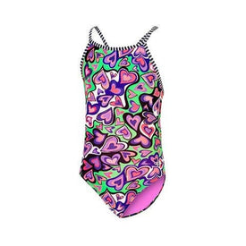 Dolfin Uglies Girl's Off Beat Keyhole Back One Piece Suit Pink/Blue/Green/Multi  Girls One Piece  Dolfin