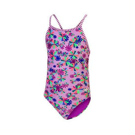Dolfin Uglies Girl's Off Beat Keyhole Back One Piece Suit Pink/Multi  Girls One Piece  Dolfin