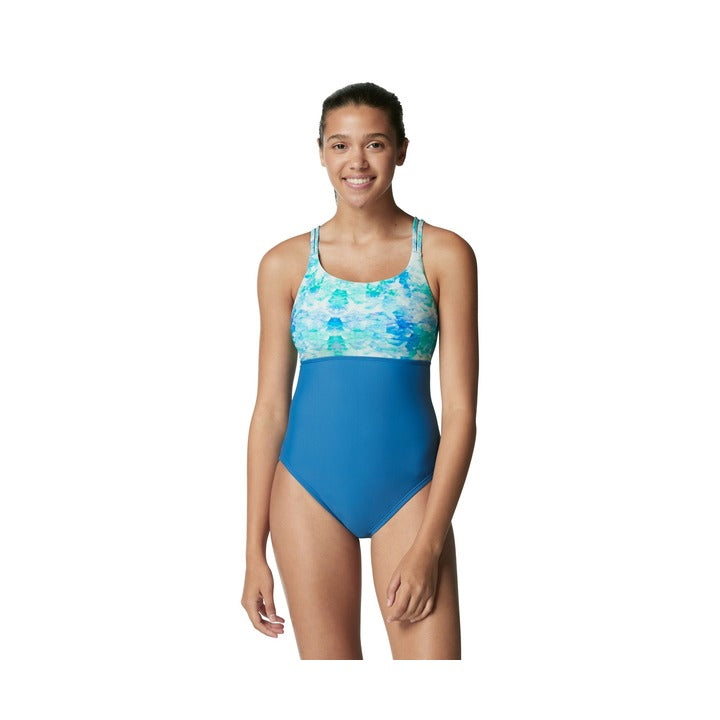 Speedo Women's Active Adjustable Double Strap One Piece Swimuit  Active Swimwear  Speedo