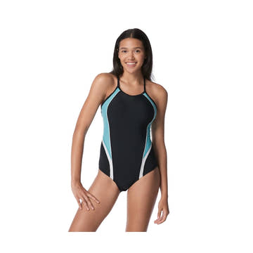 Speedo Women's Thin Strap Quantum Fusion One Piece Swimsuit High Cut Solid  One Piece Swimsuits  Speedo