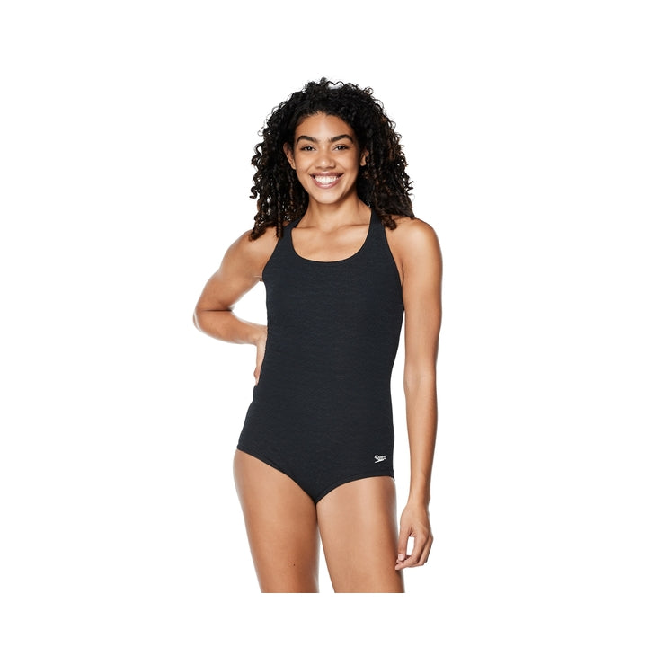 Speedo Women's Standard Swimsuit One Piece Pebble Texture Crossback Moderate Cut  Competition Swimsuits  Speedo