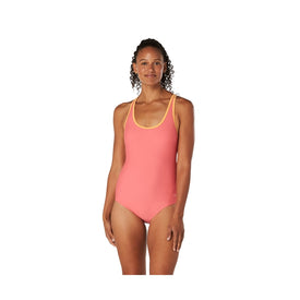 Speedo Women's Standard Swimsuit One Piece Contrast Binding High Cut  One Piece Swimsuits  Speedo