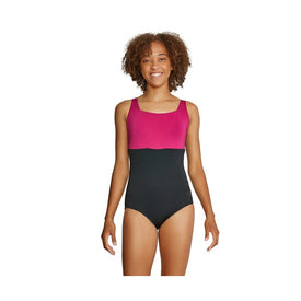Speedo Colorblock Square Neck One piece  Women's Aquatic Fitness Swimsuits  Speedo