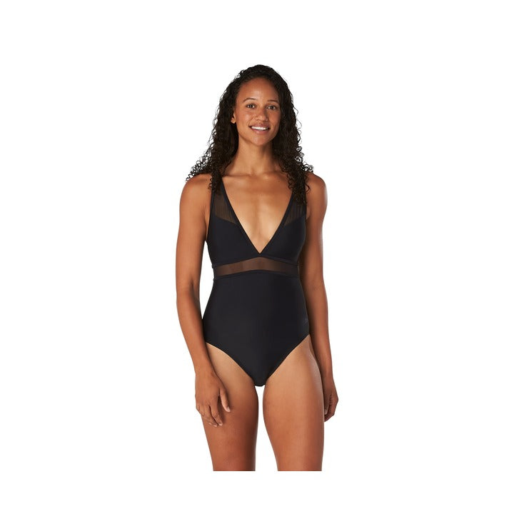 Speedo Mesh V Neck One Piece Swimsuit  One Piece Swimsuits  Speedo
