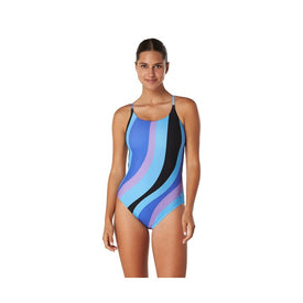 Speedo Women's Print Double Cross Back One Piece Swimsuit  One Piece Swimsuits  Speedo