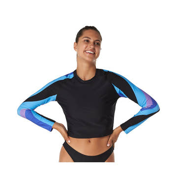 Speedo Cropped Print Sleeve Rashguard  Long Sleeve Rash Guard  Speedo