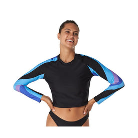 Speedo Cropped Print Sleeve Rashguard  Long Sleeve Rash Guard  Speedo