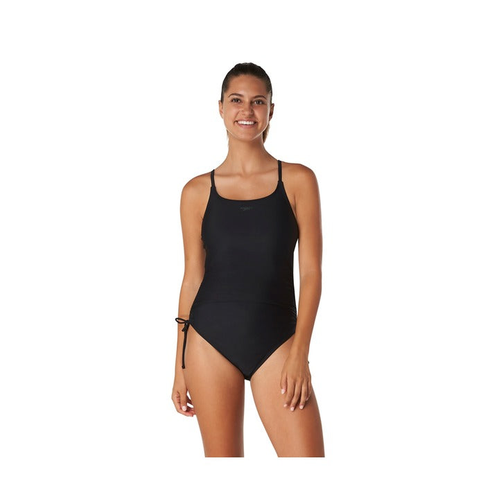 Speedo Solid Side Shirred One Piece Swimsuit  One Piece Swimsuits  Speedo
