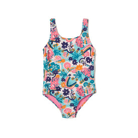 Speedo Print Elastic Back One Piece Swimsuit  Girls Swimwear  Speedo