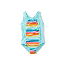 Speedo Girls' Print Ruffled Racerback One Piece Swimsuit  Girls Swimwear  Speedo