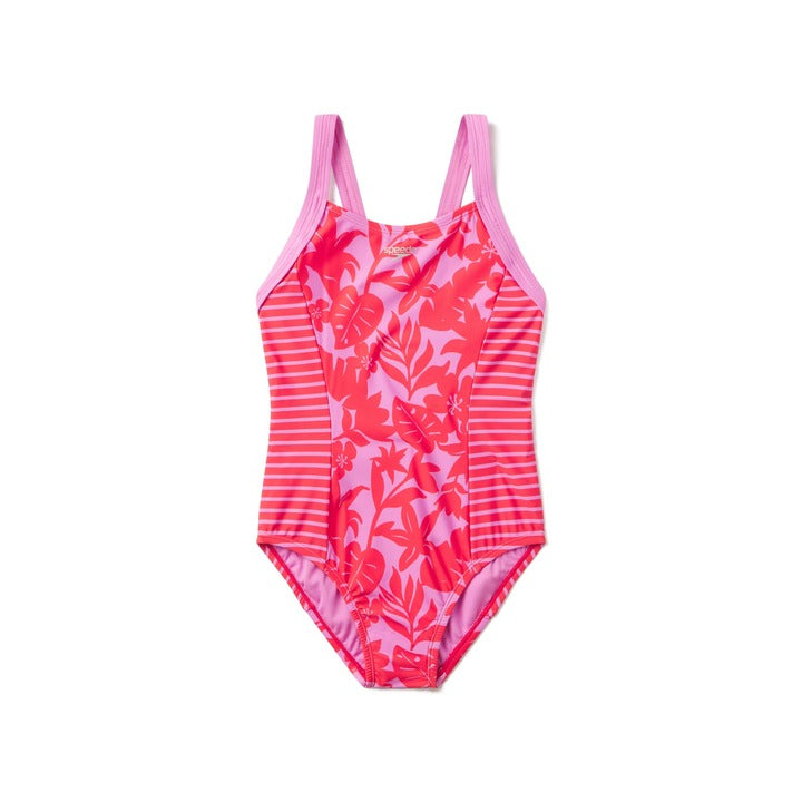 Speedo Print Blocked One Piece Swimsuit  One Piece Swimsuits  Speedo
