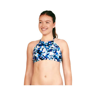 Speedo Print High Neck Tie Back Bikini Top  Bikini Top  Speedo