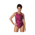 Speedo Printed High Neck 1PC  Women's Aquatic Fitness Swimsuits  Speedo