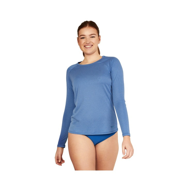 Speedo Heather Long Sleeve Swim Tee  Long Sleeve Rash Guard  Speedo