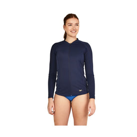 Speedo Full Zip Long Sleeve Color Block Rashguard  Long Sleeve Rash Guard  Speedo