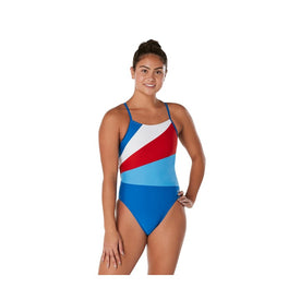Speedo Women's Radiating Splice T-Back 1Pc Swimsuit  One Piece Swimsuits  Speedo