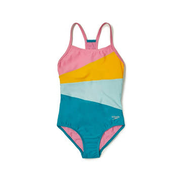 Speedo Solid Radiating Splice Girl's Swimsuit One Piece  Girls One Piece  Speedo