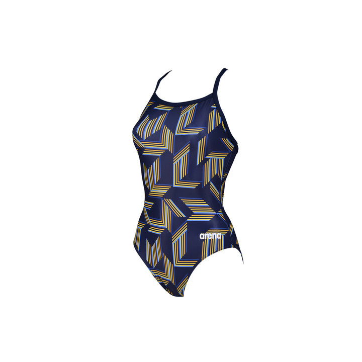 Arena Women's Puzzled Light Drop Back One Piece Swimsuit Extended Colors  Swim Team Prints  Arena