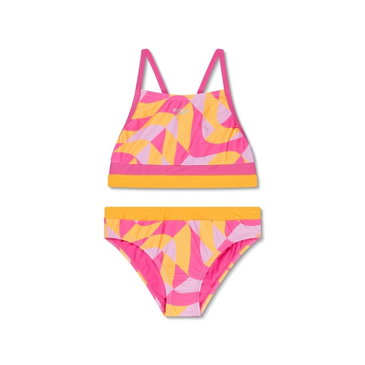Speedo Print Blocked Bikini Set  Girls One Piece  Speedo