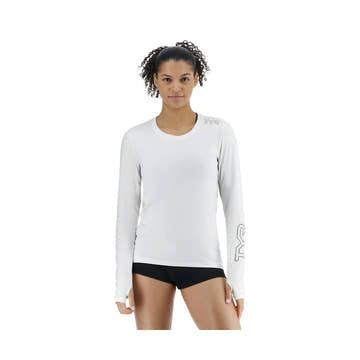 Tyr SunDefense Women's Vented Long Sleeve Rash Guard Crew Shirt - Solid  Long Sleeve Rash Guard  Tyr